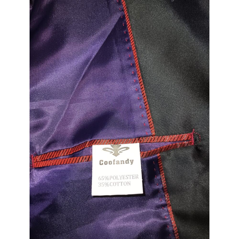 COOFANDY Men's Purple Floral Jacquard Blazer Tuxedo Jacket Size L M008 - Picture 9 of 11